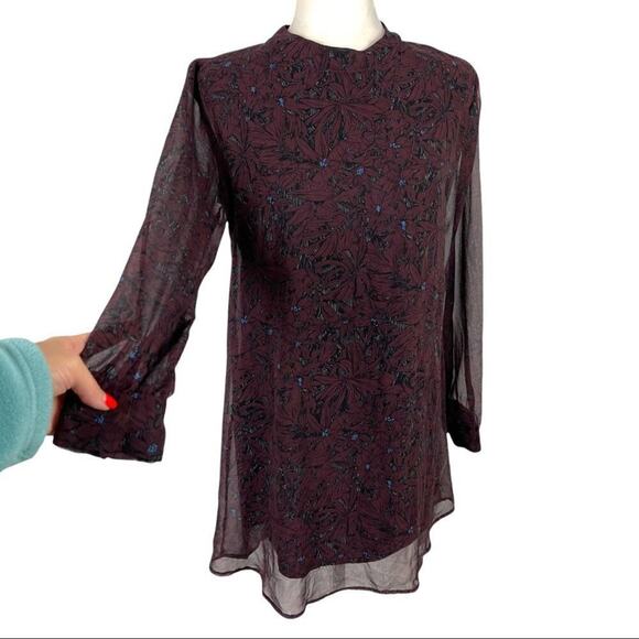 ASTR the Label Women's Long Sleeve Floral Chiffon Backless Dress Chiffon  Small - Picture 3 of 11